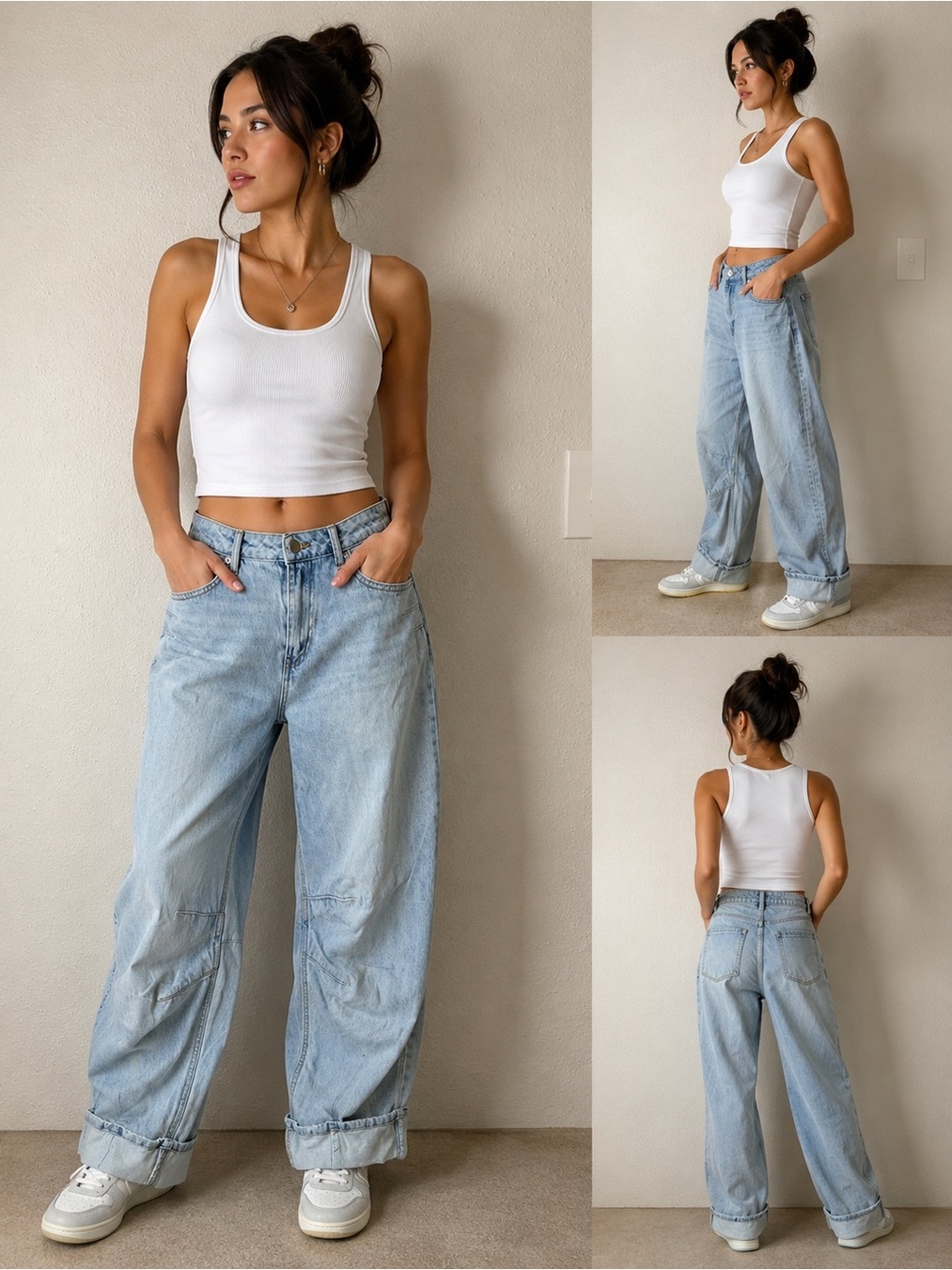 Fashion Nova Women's High Rise Light Wash Wide Leg Jeans